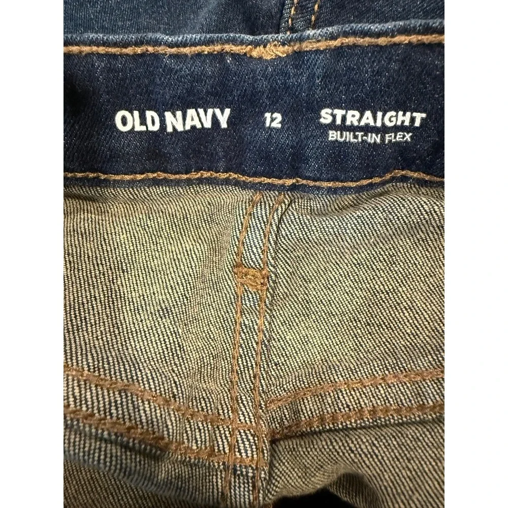 Old Navy Straight Jeans Boys Size 12 Blue Excellent Built-In Flex Denim